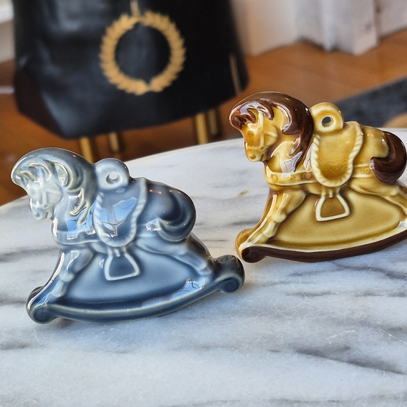 Wade Other - Wade Vintage Ceramic Rocking Horse Ornaments - Blue and Brown
